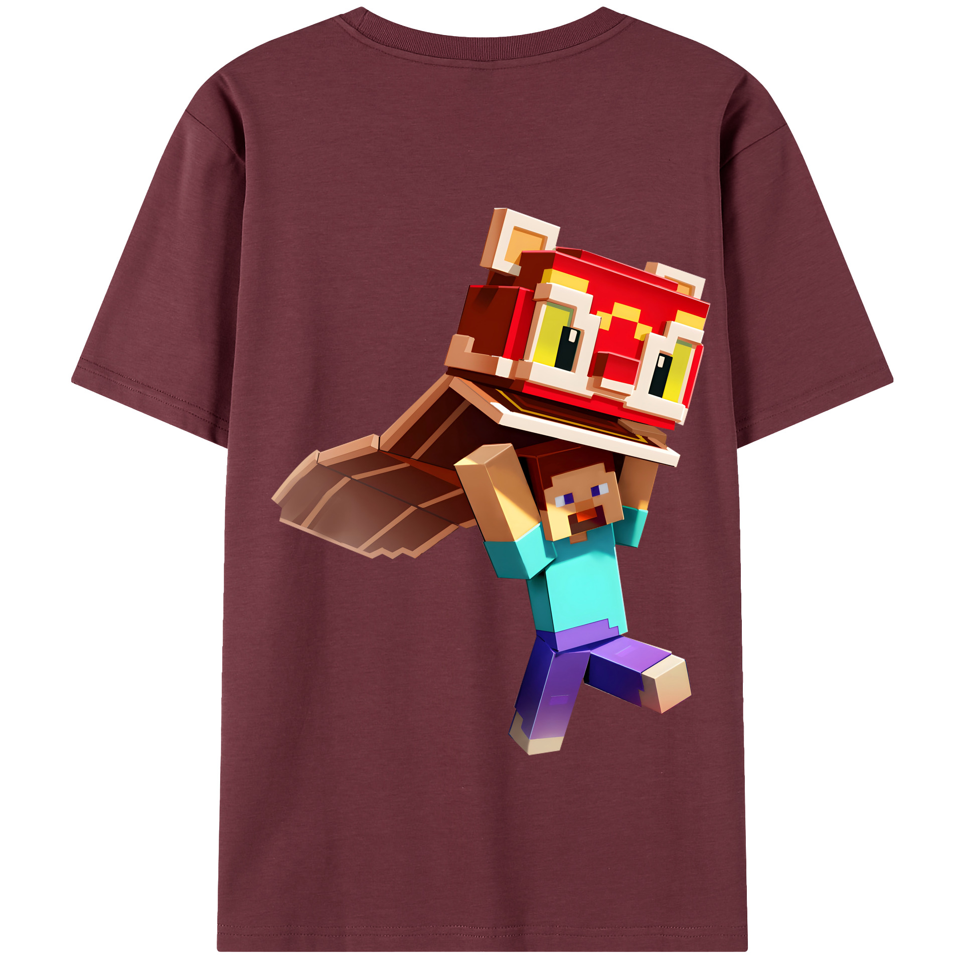 （画像用） マインクラフト ブロックの世界 Minecraft MC Block world 綿100％半袖Tシャツ（背面プリント）